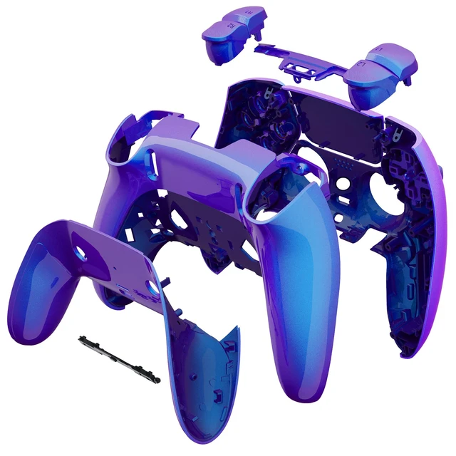 Alt view image 3 of 5 - eXtremeRate Full Set Shell with Buttons Touchpad Compatible with ps5 Edge Controller, Chameleon Purple Blue Replacement Decorative Trim Shell Front Back Plates Compatible with ps5 Edge Controller