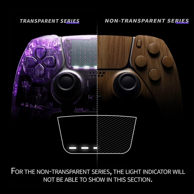 Alt view image 5 of 5 - eXtremeRate Full Set Shell with Buttons Touchpad Cover Compatible with p s 5 Edge Controller, Wood Grain Replacement Decorative Trim Shell Front Back Plates Compatible with p-s-5 Edge Controller