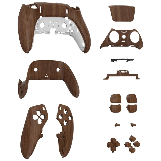 Alt view image 4 of 5 - eXtremeRate Full Set Shell with Buttons Touchpad Cover Compatible with p s 5 Edge Controller, Wood Grain Replacement Decorative Trim Shell Front Back Plates Compatible with p-s-5 Edge Controller