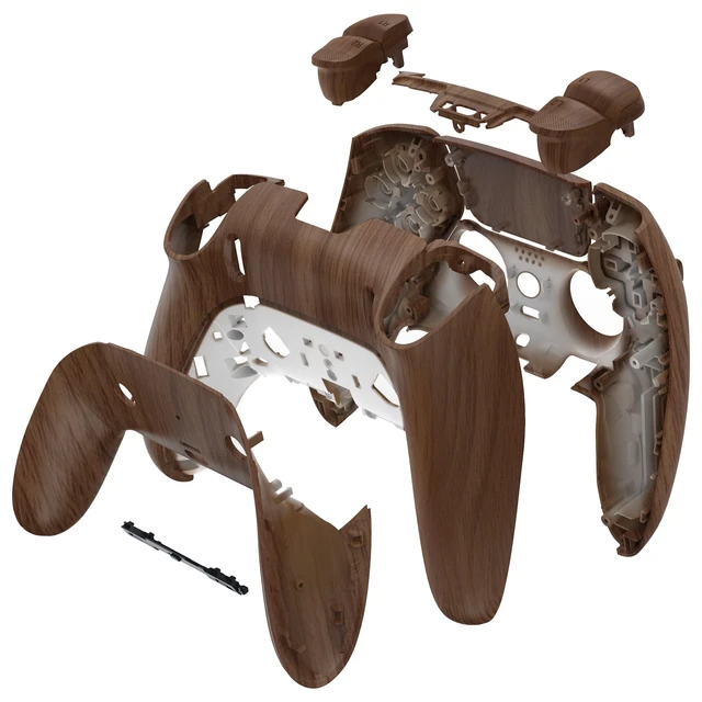 Alt view image 3 of 5 - eXtremeRate Full Set Shell with Buttons Touchpad Cover Compatible with p s 5 Edge Controller, Wood Grain Replacement Decorative Trim Shell Front Back Plates Compatible with p-s-5 Edge Controller