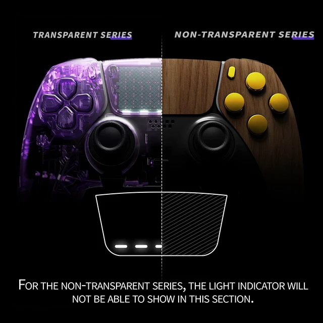 Alt view image 5 of 5 - eXtremeRate Full Set Shell with Buttons Touchpad Cover Compatible with ps5 Edge Controller, Wood Grain & Black Replacement Decorative Trim Shell Front Back Plates Compatible with ps5 Edge Controller