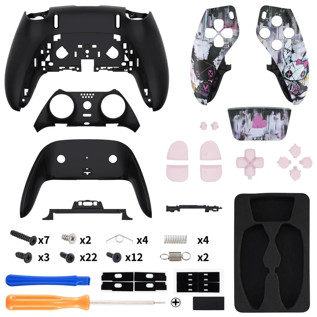 Alt view image 2 of 5 - eXtremeRate Full Set Shell Buttons Touchpad Cover Compatible with p s 5 Edge Controller, Lovely Punky Bunny Replacement Decorative Trim Shell Front Back Plates Compatible with p-s-5 Edge Controller