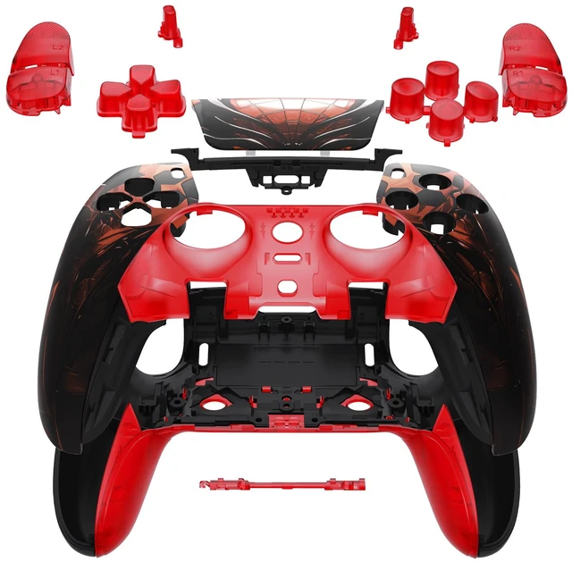 Main image of eXtremeRate Full Set Shell with Buttons Touchpad Cover Compatible with PS5 Edge Controller, Spider Armor Replacement Decorative Trim Shell Front Back Plates Compatible with PS5 Edge Controller