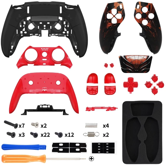 Alt view image 2 of 5 - eXtremeRate Full Set Shell with Buttons Touchpad Cover Compatible with PS5 Edge Controller, Spider Armor Replacement Decorative Trim Shell Front Back Plates Compatible with PS5 Edge Controller