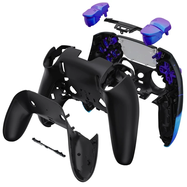 Alt view image 3 of 5 - eXtremeRate Full Set Shell with Buttons Touchpad Cover Compatible with ps5 Edge Controller, Blue Flame Replacement Decorative Trim Shell Front Back Plates Compatible with ps5 Edge Controller