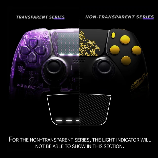 Alt view image 5 of 5 - eXtremeRate Full Set Shell with Buttons Touchpad Cover Compatible with p s 5 Edge Controller, Replacement Decorative Trim Shell Front Back Plates - The Great Golden Wave Off Kanagawa - Black