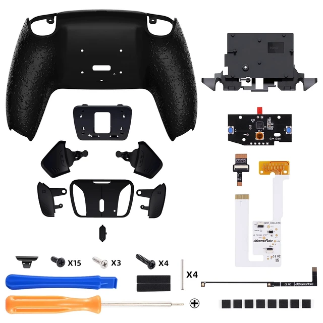 Alt view image 3 of 7 - eXtremeRate Textured Black Programable RISE4 V4 Remap Kit for PS5 Controller BDM-030 040 050 060, Upgrade Board & Redesigned Back Shell & 4 Back Buttons for PS5 Controller - Controller NOT Included