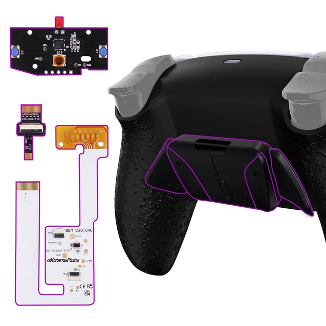 Alt view image 4 of 7 - eXtremeRate Textured Black Programable RISE4 V4 Remap Kit for PS5 Controller BDM-030 040 050 060, Upgrade Board & Redesigned Back Shell & 4 Back Buttons for PS5 Controller - Controller NOT Included