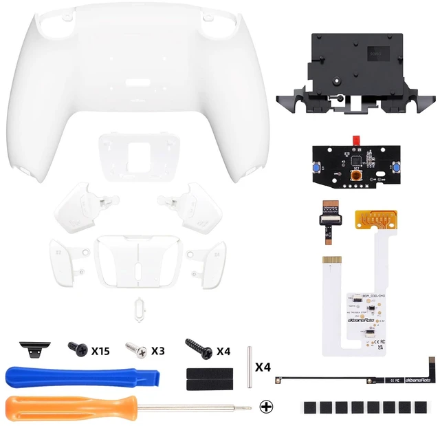 Alt view image 3 of 7 - eXtremeRate Back Paddles Programable RISE4 V4 Remap Kit for PS5 Controller BDM-030 040 050 060, Upgrade Board Redesigned Bottom Shell 4 Back Buttons Set for PS5 Controller - White