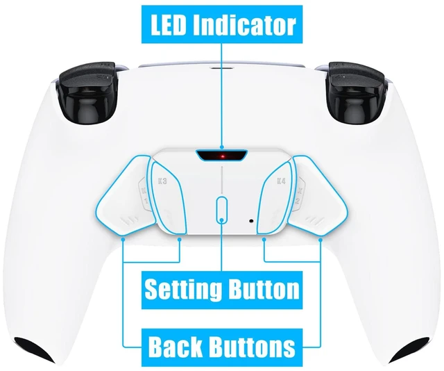 Alt view image 6 of 7 - eXtremeRate Back Paddles Programable RISE4 V4 Remap Kit for PS5 Controller BDM-030 040 050 060, Upgrade Board Redesigned Bottom Shell 4 Back Buttons Set for PS5 Controller - White