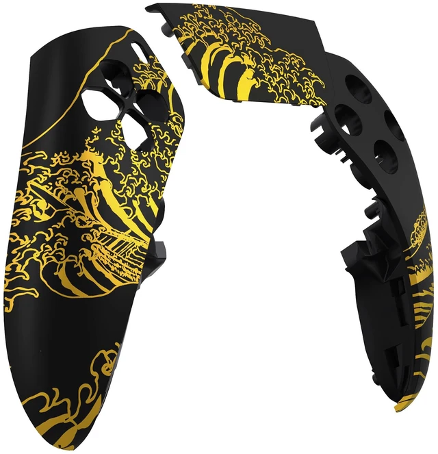 Main image of eXtremeRate Left Right Front Top Shell with Touchpad Compatible with p s 5 Edge Controller DIY Replacement Faceplate Shell Custom Touch Pad Cover - The Great Golden Wave Off Kanagawa - Black