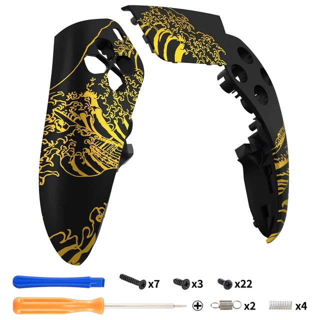 Alt view image 3 of 5 - eXtremeRate Left Right Front Top Shell with Touchpad Compatible with p s 5 Edge Controller DIY Replacement Faceplate Shell Custom Touch Pad Cover - The Great Golden Wave Off Kanagawa - Black