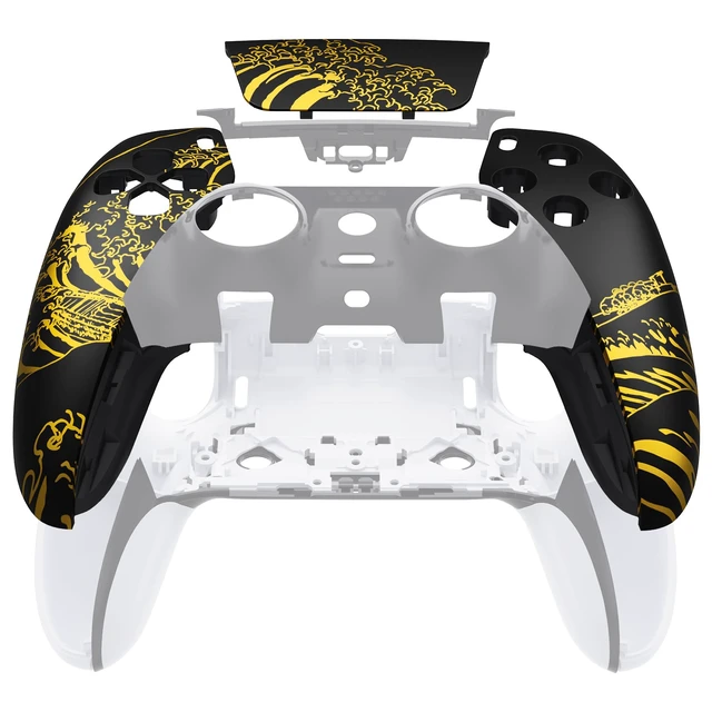 Alt view image 4 of 5 - eXtremeRate Left Right Front Top Shell with Touchpad Compatible with p s 5 Edge Controller DIY Replacement Faceplate Shell Custom Touch Pad Cover - The Great Golden Wave Off Kanagawa - Black