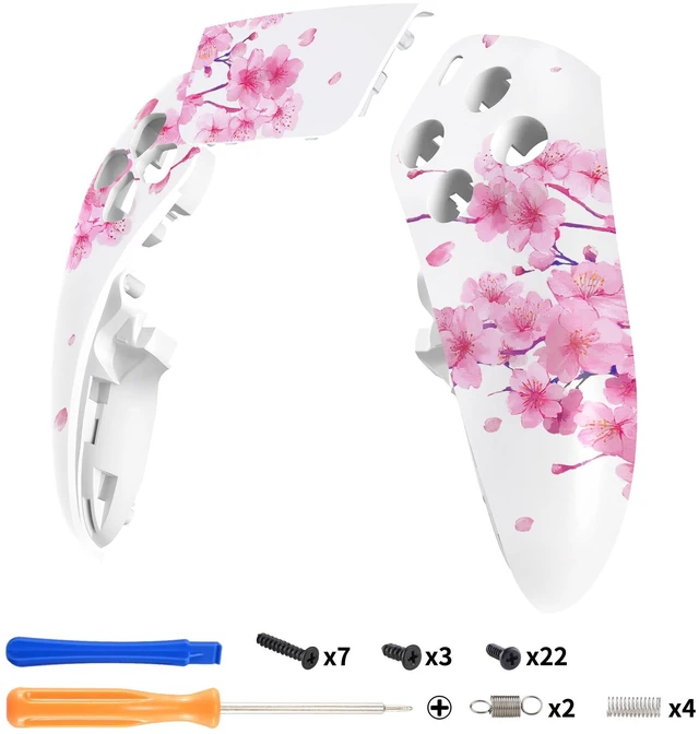 Alt view image 3 of 5 - eXtremeRate Left Right Front Top Shell with Touchpad Compatible with p s 5 Edge Controller, Cherry Blossom Whisper Replacement Faceplate Shell DIY Touch Pad Cover Compatible with p s 5 Edge Controller