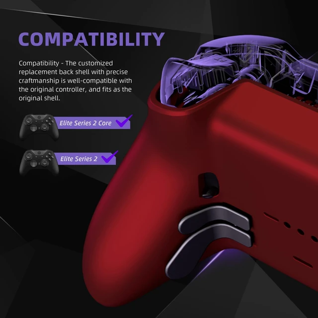 Alt view image 3 of 7 - eXtremeRate Replacement Bottom Shell Case for Xbox Elite Series 2 Controller, Custom Scarlet Red Back Housing Cover for Xbox Elite Series 2 Core Wireless Controller Model 1797