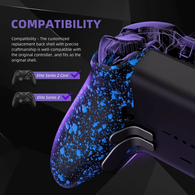 Alt view image 3 of 7 - eXtremeRate Replacement Bottom Shell Case for Xbox Elite Series 2 Controller, Textured Blue Non-Slip Back Housing Shell, 3D Splashing Cover for Xbox Elite Series 2 Core Wireless Controller Model 1797