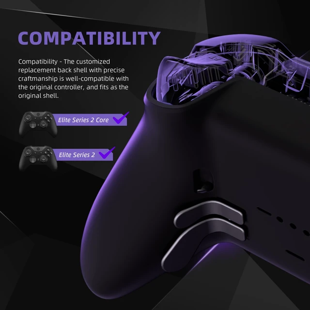 Alt view image 3 of 7 - eXtremeRate Replacement Bottom Shell Case for Xbox Elite Series 2 Controller, Custom Black Back Housing Shell Cover for Xbox Elite Series 2 Core Wireless Controller Model 1797