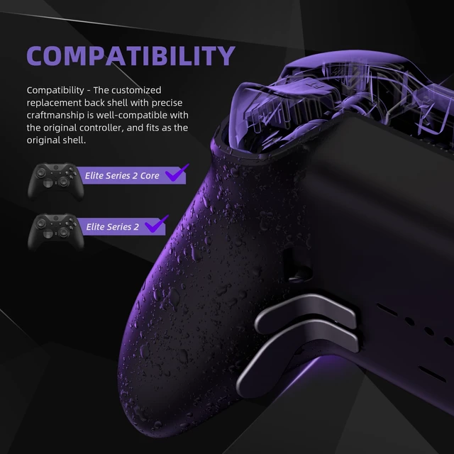 Alt view image 3 of 7 - eXtremeRate Replacement Bottom Shell Case for Xbox Elite Series 2 Controller, Textured Black Non-Slip Back Housing Shell, 3D Splashing Cover for Xbox Elite Series 2 Core Wireless Controller Model 1797