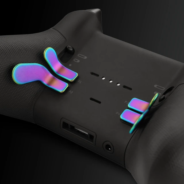 Alt view image 2 of 7 - eXtremeRate 6 in 1 Metallic Rainbow Aura Blue & Purple Magnetic Stainless Steel D-pads Replacement Back Paddles for Xbox Elite , Direction Keys Back Buttons for Xbox Elite & Elite Series 2 Controller