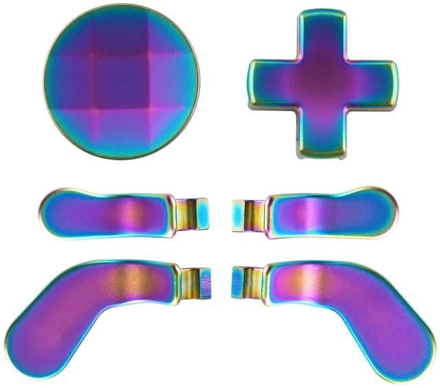 Main image of eXtremeRate 6 in 1 Metallic Rainbow Aura Blue & Purple Magnetic Stainless Steel D-pads Replacement Back Paddles for Xbox Elite , Direction Keys Back Buttons for Xbox Elite & Elite Series 2 Controller