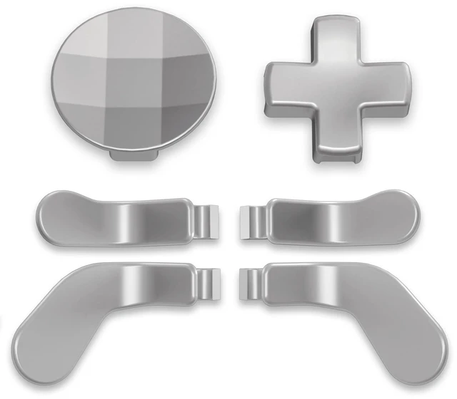 Main image of eXtremeRate 6 in 1 Metallic Silver Magnetic Stainless Steel D-Pads Replacement Back Paddles for Xbox Elite V1/V2 Controller, Direction Keys Back Buttons for Xbox Elite & Elite Series 2 Controller
