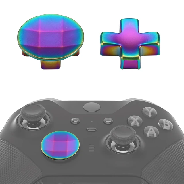 Alt view image 6 of 7 - eXtremeRate 6 in 1 Metallic Rainbow Aura Blue & Purple Magnetic Stainless Steel D-pads Replacement Back Paddles for Xbox Elite , Direction Keys Back Buttons for Xbox Elite & Elite Series 2 Controller
