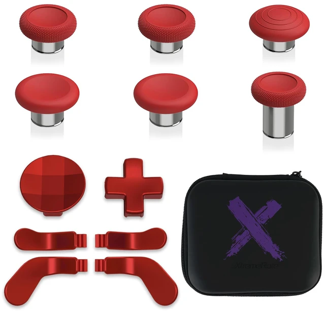 Main image of eXtremeRate 13 in 1 Component Pack Kit for Xbox Elite Series 2 Controller, 6 Metal Thumbsticks & Tool, 2 D-Pads, 4 Paddles for Xbox Elite Series 2 Core Controller - Scarlet Red & Metallic Silver