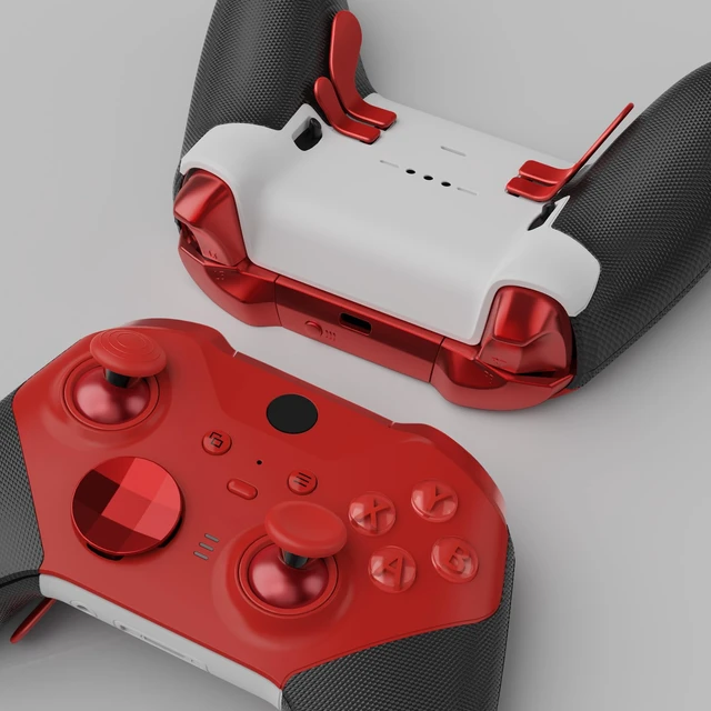 Alt view image 2 of 7 - eXtremeRate 13 in 1 Component Pack Kit for Xbox Elite Series 2 Controller, 6 Metal Thumbsticks & Tool, 2 D-Pads, 4 Paddles for Xbox Elite Series 2 Core Controller - Scarlet Red & Metallic Silver