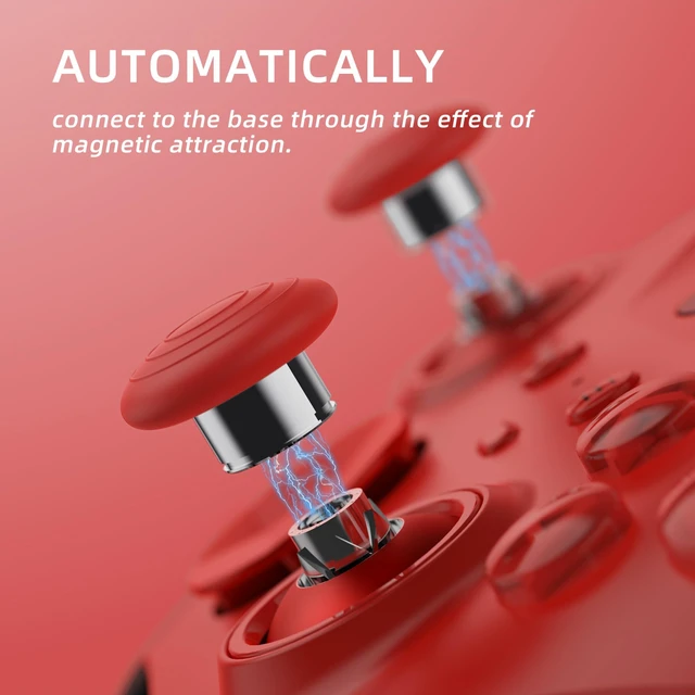 Alt view image 4 of 7 - eXtremeRate 13 in 1 Component Pack Kit for Xbox Elite Series 2 Controller, 6 Metal Thumbsticks & Tool, 2 D-Pads, 4 Paddles for Xbox Elite Series 2 Core Controller - Scarlet Red & Metallic Silver