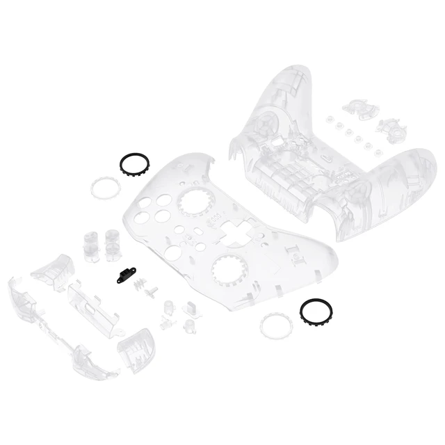 Alt view image 5 of 7 - eXtremeRate Full Set Shell Buttons for Xbox One Elite Series 2 Controller, Clear Replacement Faceplate Back Plate Bottom Shell Case with Buttons for Xbox Elite Series 2 Core Controller - Model 1797
