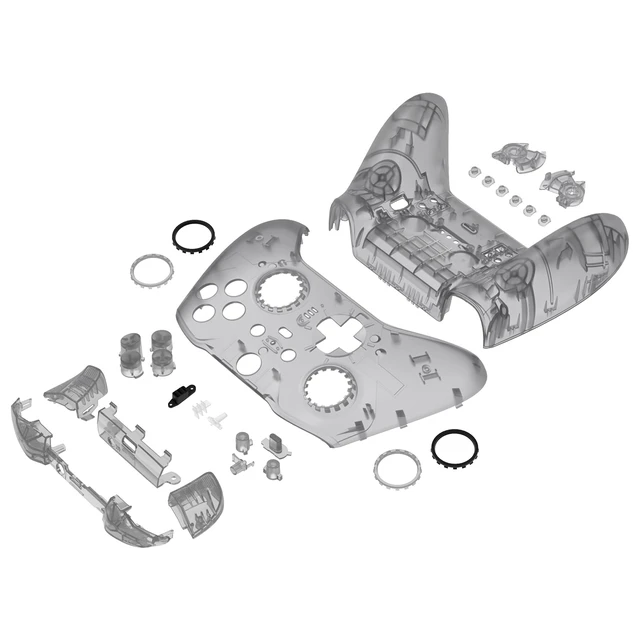 Alt view image 5 of 7 - eXtremeRate Full Set Shell Buttons for Xbox One Elite Series 2 Controller, Clear Black Replacement Faceplate Back Plate Bottom Shell with Buttons for Xbox Elite Series 2 Core Controller - Model 1797