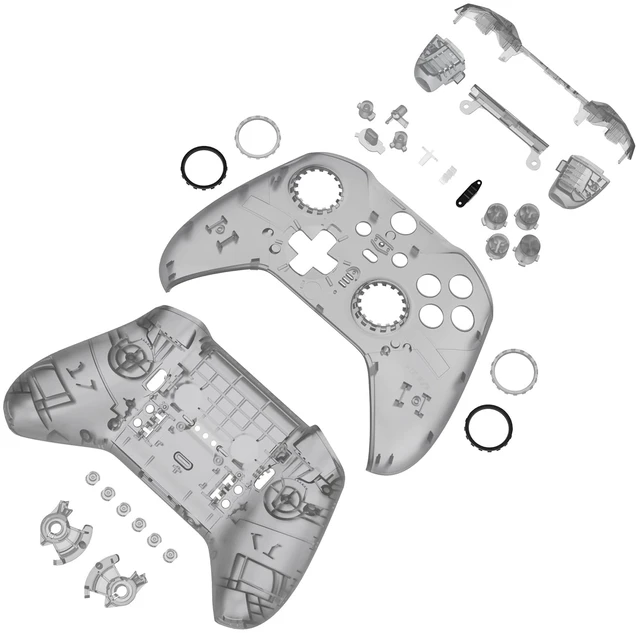 Alt view image 4 of 7 - eXtremeRate Full Set Shell Buttons for Xbox One Elite Series 2 Controller, Clear Black Replacement Faceplate Back Plate Bottom Shell with Buttons for Xbox Elite Series 2 Core Controller - Model 1797