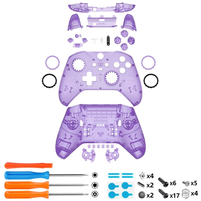 Alt view image 3 of 7 - eXtremeRate Full Set Shell Buttons for Xbox One Elite Series 2 Controller, Clear Atomic Purple Replacement Faceplate Back Plate Bottom Shell Case with Buttons for Xbox Elite Series 2 Core Controller