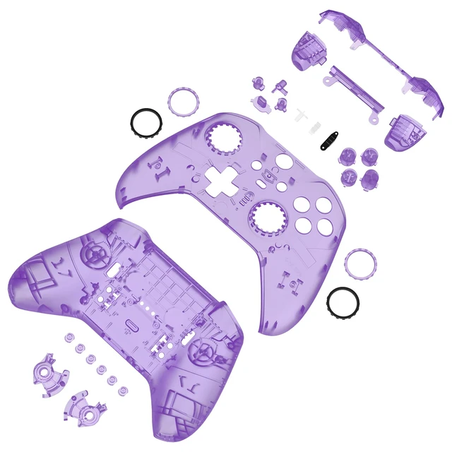 Alt view image 4 of 7 - eXtremeRate Full Set Shell Buttons for Xbox One Elite Series 2 Controller, Clear Atomic Purple Replacement Faceplate Back Plate Bottom Shell Case with Buttons for Xbox Elite Series 2 Core Controller