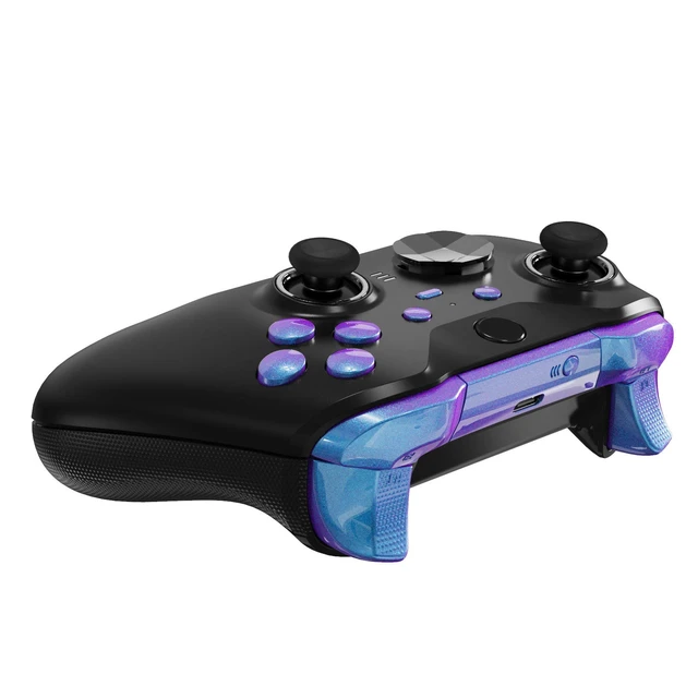 Alt view image 5 of 7 - eXtremeRate Chameleon Purple Blue Replacement Buttons for Xbox One Elite Series 2 Controller, LB RB LT RT Bumpers Triggers ABXY Start Back Sync Profile Keys for Xbox Elite Series 2 Core Controller