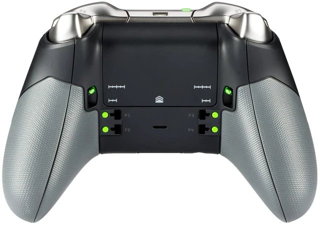 Alt view image 4 of 7 - eXtremeRate Gray Rubberized Right Left Side Rails, Replacement Rear Handle Grips, Back Panels Faceplates Kits for Xbox One Elite Controller (Model 1698)
