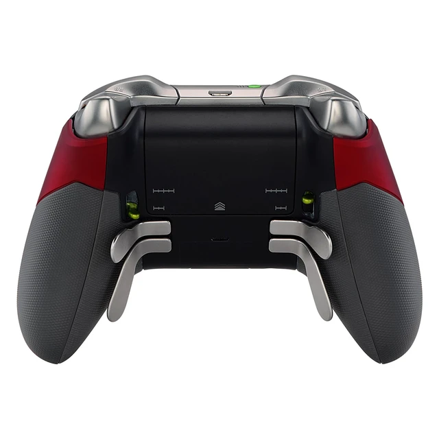 Alt view image 4 of 7 - eXtremeRate Soft Touch Red Rubberized Right Left Side Rails, Replacement Rear Handle Grips, Back Panels Faceplates Kits for Xbox One Elite Controller (Model 1698)