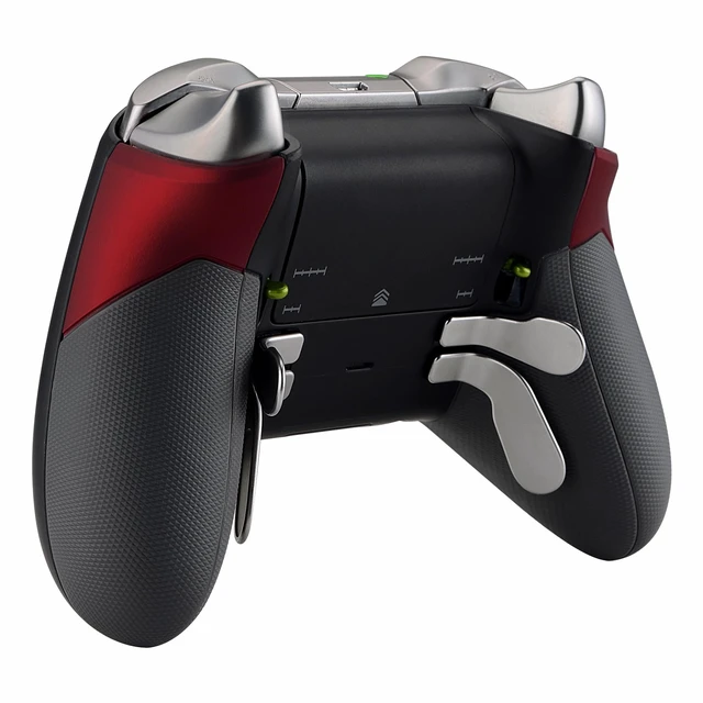Alt view image 5 of 7 - eXtremeRate Soft Touch Red Rubberized Right Left Side Rails, Replacement Rear Handle Grips, Back Panels Faceplates Kits for Xbox One Elite Controller (Model 1698)