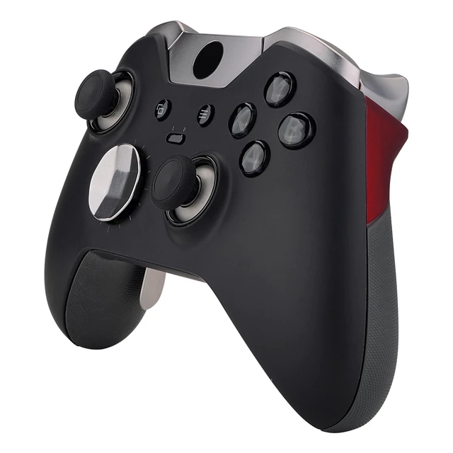 Alt view image 6 of 7 - eXtremeRate Soft Touch Red Rubberized Right Left Side Rails, Replacement Rear Handle Grips, Back Panels Faceplates Kits for Xbox One Elite Controller (Model 1698)