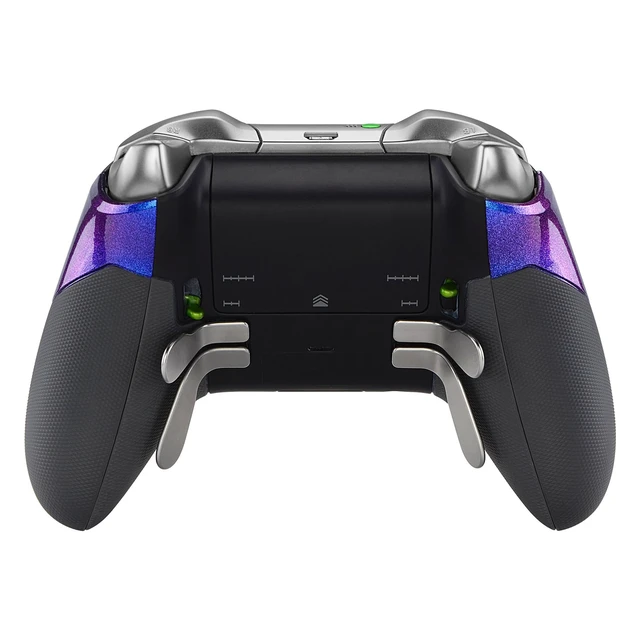 Alt view image 5 of 7 - eXtremeRate Chameleon Purple Blue Rubberized Right Left Side Rails, Replacement Rear Handle Grips, Back Panels Faceplates Kits for Xbox One Elite Controller (Model 1698)