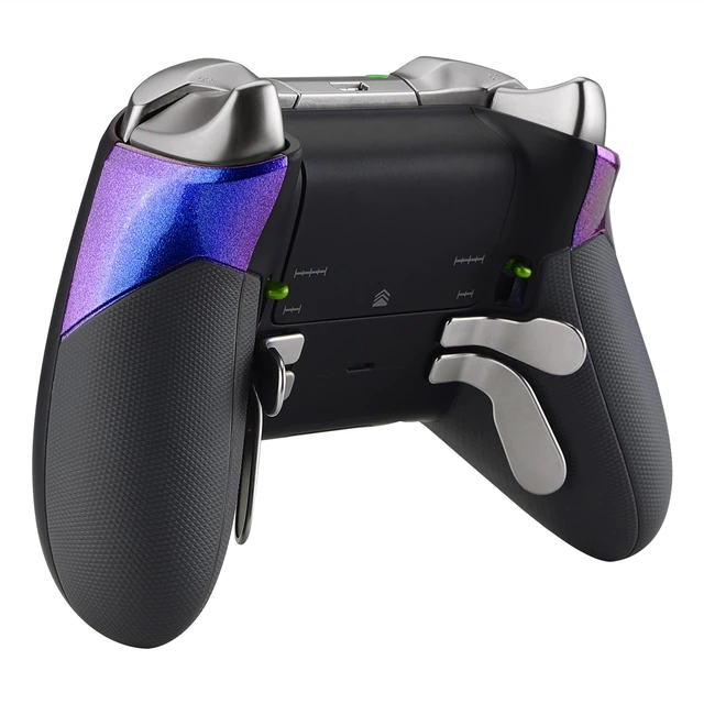 Alt view image 4 of 7 - eXtremeRate Chameleon Purple Blue Rubberized Right Left Side Rails, Replacement Rear Handle Grips, Back Panels Faceplates Kits for Xbox One Elite Controller (Model 1698)