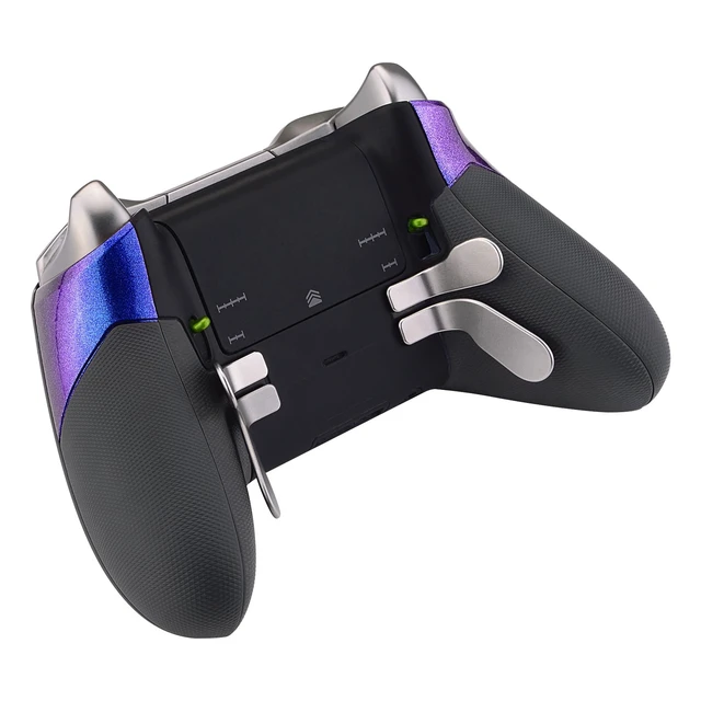 Alt view image 7 of 7 - eXtremeRate Chameleon Purple Blue Rubberized Right Left Side Rails, Replacement Rear Handle Grips, Back Panels Faceplates Kits for Xbox One Elite Controller (Model 1698)