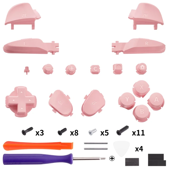 Alt view image 2 of 7 - eXtremeRate DIY Replacement Full Set Buttons for Nintendo Switch 2 Pro Controller, Puffy Pink Custom ABXY Dpad + - Home Capture Power L R ZR ZL Triggers Sync GL GR Buttons for Switch 2 Pro Controller