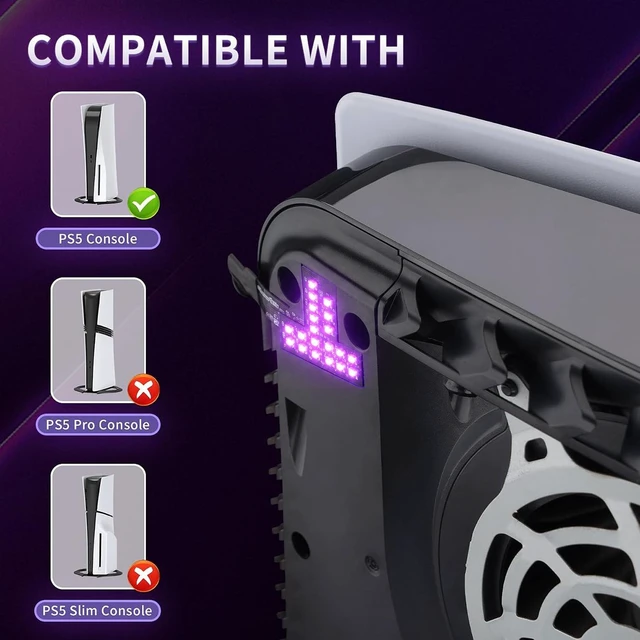 Alt view image 5 of 7 - eXtremeRate 7 Colors 40 Effects RGB Rainbow Logo LED Kit for PS5 Console (2020 CFI-1 Series), Illuminated Lighting Decoration Logo LED Board for PS5 Disc & Digital Edition Console