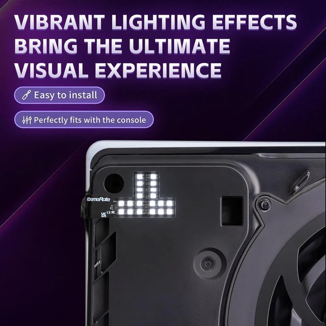 Alt view image 2 of 7 - eXtremeRate 7 Colors 40 Effects RGB RAINBOW Logo LED Kit for PS5 Slim/Pro Console, Illuminated Lighting Decoration Logo LED Board for PS5 Slim/Pro Disc & Digital Console