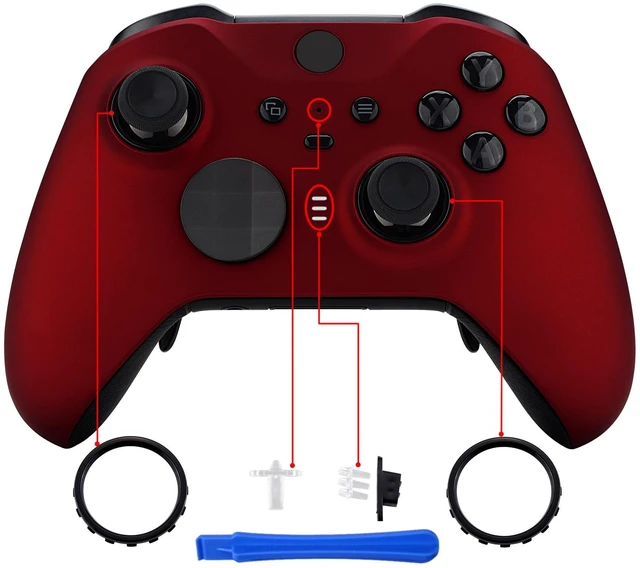 Alt view image 4 of 7 - eXtremeRate Faceplate Cover for Xbox Elite 2 Controller, Scarlet Red Soft Touch Front Housing Shell Replacement Kit for Xbox One Elite Series 2 Model 1797 - Controller Not Included