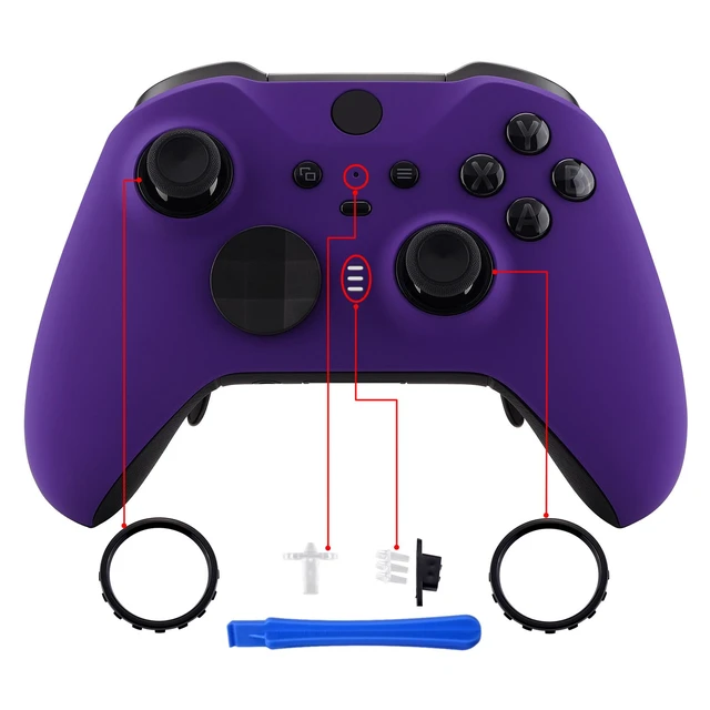 Alt view image 4 of 7 - eXtremeRate Purple Soft Touch Grip Faceplate Cover, Front Housing Shell Case Replacement Kit for Xbox One Elite Series 2, Xbox Elite 2 Core Controller Model 1797 - Controller NOT Included
