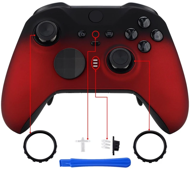 Alt view image 4 of 7 - eXtremeRate Shadow Scarlet Red Soft Touch Grip Faceplate for Xbox One Elite Series 2, Front Housing Shell Cover Replacement Kit for Xbox Elite 2 Core Controller Model 1797 - Controller NOT Included