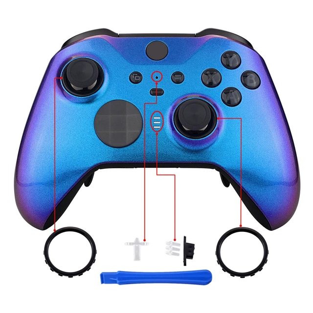 Alt view image 4 of 7 - eXtremeRate Chameleon Purple Blue Faceplate Cover, Front Housing Shell Case Replacement Kit for Xbox One Elite Series 2, Xbox Elite 2 Core Controller Model 1797 - Controller NOT Included