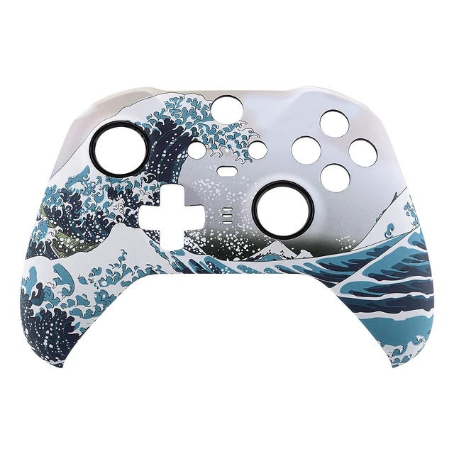 Alt view image 3 of 7 - eXtremeRate The Great Wave Patterned Faceplate Cover, Soft Touch Front Housing Shell Case Replacement Kit for Xbox One Elite Series 2, Xbox Elite 2 Core Controller Model 1797 - Accent Rings Included